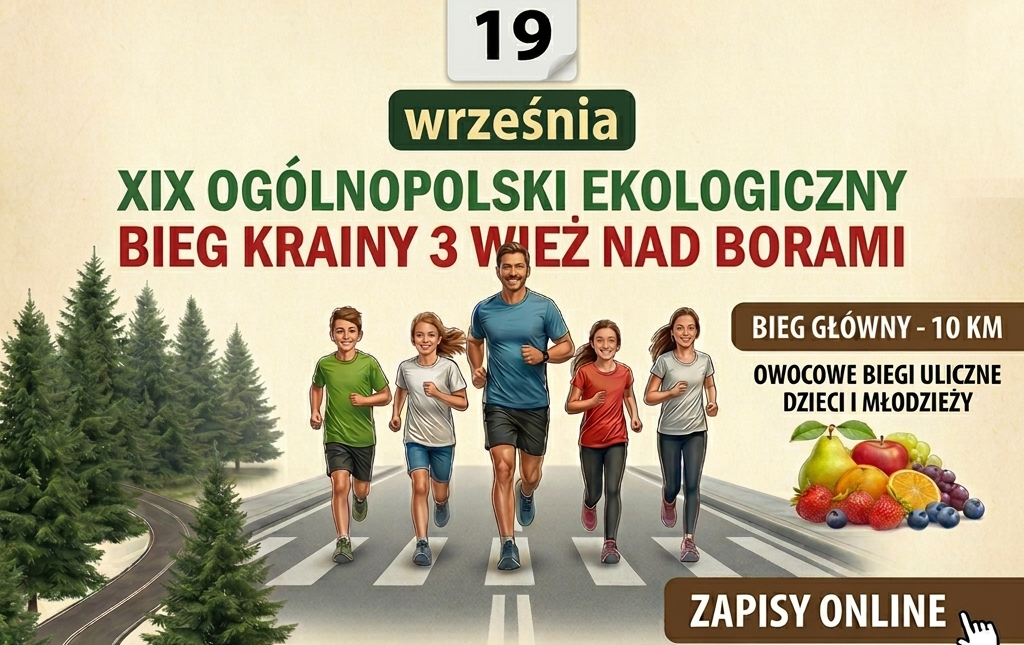 Zdjęcie do XIX Og&oacute;lnopolski Ekologiczny Bieg Krainy 3. Wież nad Borami &ndash; Zapisz się już dziś!